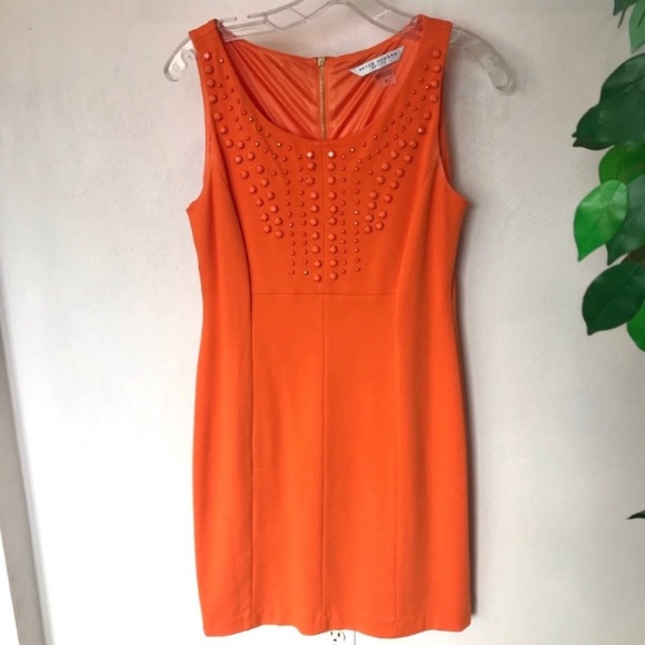 Peter Nygard Orange Front Embellished Dress Size 6 - Picture 6 of 8